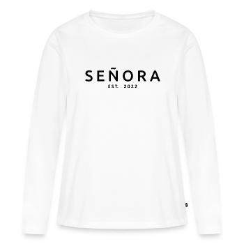 Señora Est. 2022 Mariage avec douche nuptiale - T-shirt manches longues Premium bio Femme - blanc - Devant - Julia (174cm)