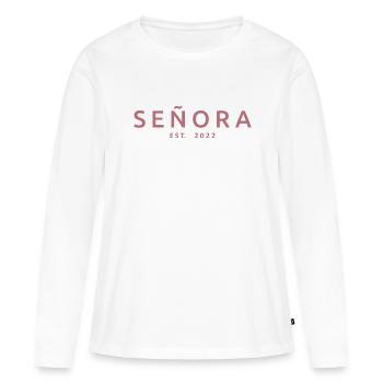 Señora Est. 2022 Mariage avec douche nuptiale - T-shirt manches longues Premium bio Femme - blanc - Devant - Julia (174cm)