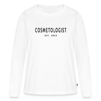 Cosmétologue Est. 2023 Cosmétologue diplômé - T-shirt manches longues Premium bio Femme - blanc - Devant - Julia (174cm)