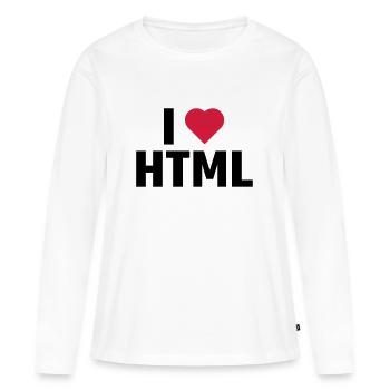 J'aime HTML - T-shirt manches longues Premium bio Femme - blanc - Devant - Julia (174cm)