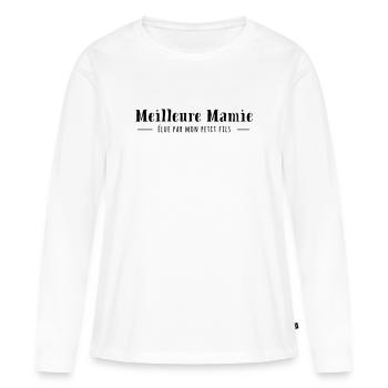 meilleur mamie élue petit fils - T-shirt manches longues Premium bio Femme - blanc - Devant - Julia (174cm)