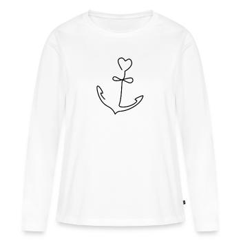 Ancre maritime - T-shirt manches longues Premium bio Femme - blanc - Devant - Julia (174cm)