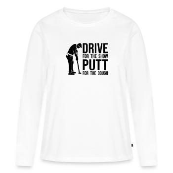 Drôle de dicton de golfeur - Driver Putter Funny - T-shirt manches longues Premium bio Femme - blanc - Devant - Julia (174cm)