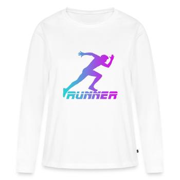 Runner - T-shirt manches longues Premium bio Femme - blanc - Devant - Julia (174cm)