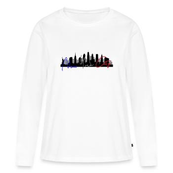 Skyline NYC BlueWhiteRed 2 - T-shirt manches longues Premium bio Femme - blanc - Devant - Julia (174cm)