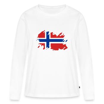 Norvège drapeau peinture tache tache vintage - T-shirt manches longues Premium bio Femme - blanc - Devant - Julia (174cm)