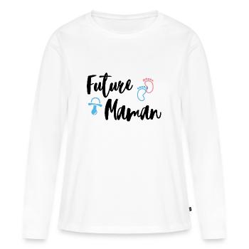 Future Maman cadeau grossesse - T-shirt manches longues Premium bio Femme - blanc - Devant - Julia (174cm)