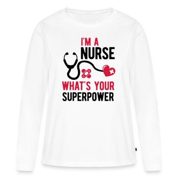 Krankenschwester ich bin Krankenschwester was sind - Frauen Premium Bio Langarmshirt - Weiß - Vorne - Julia (174cm)