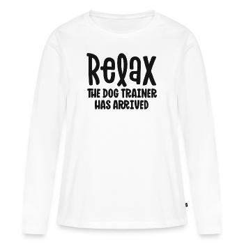 Chien d’assistance Dresseur Chemise Relax Le Dresseur de chiens - T-shirt manches longues Premium bio Femme - blanc - Devant - Julia (174cm)