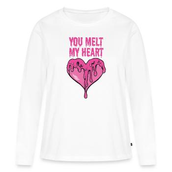 Tu fais fondre mon cœur - T-shirt manches longues Premium bio Femme - blanc - Devant - Julia (174cm)