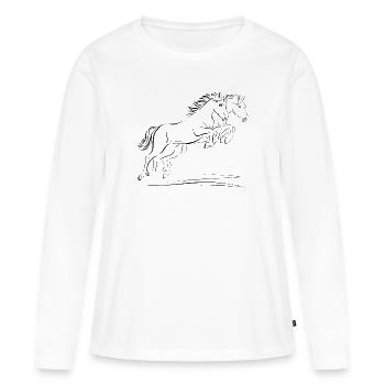 Deux chevaux - T-shirt manches longues Premium bio Femme - blanc - Devant - Julia (174cm)