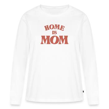 Maman à la maison | Fête des Mères - T-shirt manches longues Premium bio Femme - blanc - Devant - Julia (174cm)