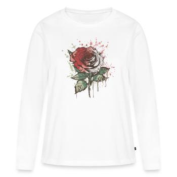 Rote Rose - Frauen Premium Bio Langarmshirt - Weiß - Vorne - Julia (174cm)