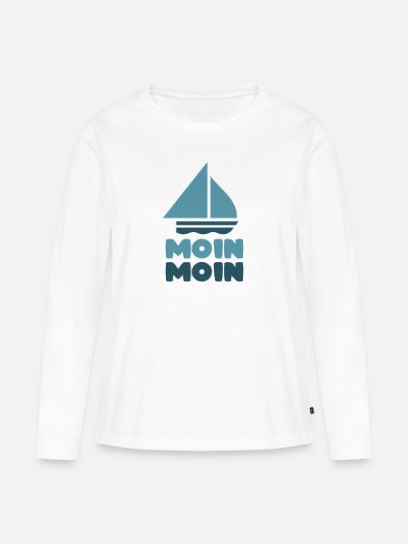 Moin Moin Ostsee Nordsee - Frauen Premium Bio Langarmshirt - Weiß