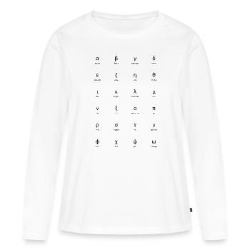 Alphabet grec - T-shirt manches longues Premium bio Femme - blanc - Devant - Julia (174cm)