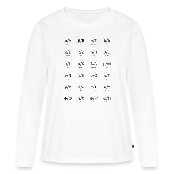 Alphabet grec - T-shirt manches longues Premium bio Femme - blanc - Devant - Julia (174cm)