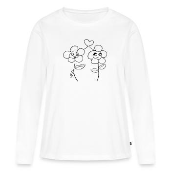 Fleurs Fleurs - T-shirt manches longues Premium bio Femme - blanc - Devant - Julia (174cm)