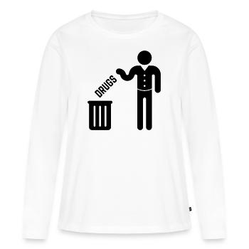 De la drogue à la poubelle ! - T-shirt manches longues Premium bio Femme - blanc - Devant - Julia (174cm)