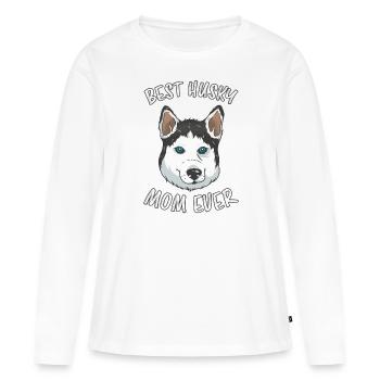 Meilleure maman Husky Fun Dire Sibérien Husky Cadeau - T-shirt manches longues Premium bio Femme - blanc - Devant - Julia (174cm)