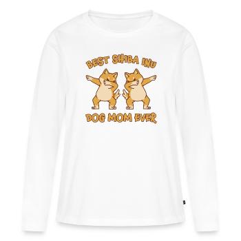 Shiba Inu Mom Dog Fun Saying Shiba Inu Gift - Women's Premium Organic Long Sleeve Shirt - white - Front - Julia (174cm)