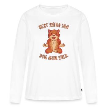 Shiba Inu Mom Dog Fun Saying Shiba Inu Gift - Women's Premium Organic Long Sleeve Shirt - white - Front - Julia (174cm)
