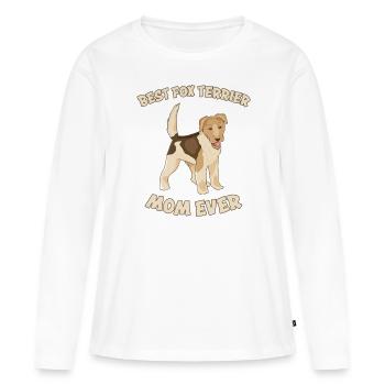 Fox Terrier Maman Chien Disant Fox Terrier Cadeau - T-shirt manches longues Premium bio Femme - blanc - Devant - Julia (174cm)