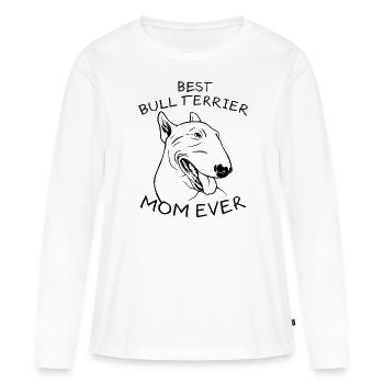 Bull Terrier Maman Chien Disant Bull Terrier Cadeau - T-shirt manches longues Premium bio Femme - blanc - Devant - Julia (174cm)