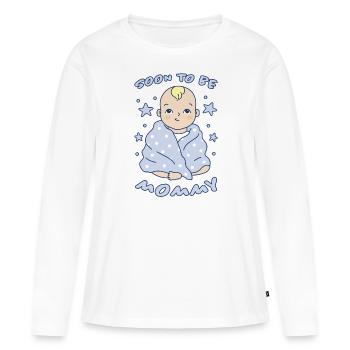 Bébé Maman Mère Grossesse Dire Cadeau - T-shirt manches longues Premium bio Femme - blanc - Devant - Julia (174cm)