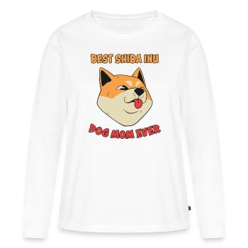 Shiba Inu Mom Dog Fun Saying Shiba Inu Gift - Women's Premium Organic Long Sleeve Shirt - white - Front - Julia (174cm)