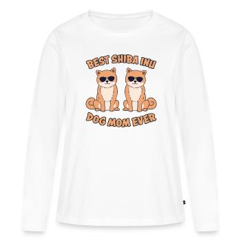 Shiba Inu Mom Dog Fun Saying Shiba Inu Gift - Women's Premium Organic Long Sleeve Shirt - white - Front - Julia (174cm)