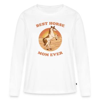 Meilleur cadeau de maman de cavalier de tous les temps - T-shirt manches longues Premium bio Femme - blanc - Devant - Julia (174cm)