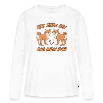 Shiba Inu Mom Dog Fun Saying Shiba Inu Gift - Women's Premium Organic Long Sleeve Shirt - white - Front - Julia (174cm)