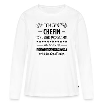 Chefin Mama Lustiger Spruch Familie Beruf Geschenk - Frauen Premium Bio Langarmshirt - Weiß - Vorne - Julia (174cm)