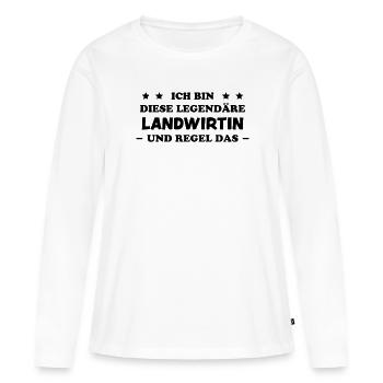 Landwirtin Witz Spruch Traktor Landwirtin Geschenk - Frauen Premium Bio Langarmshirt - Weiß - Vorne - Julia (174cm)