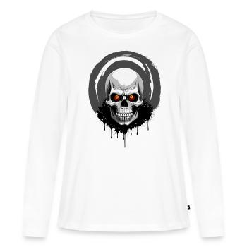 Crâne aux yeux orange - T-shirt manches longues Premium bio Femme - blanc - Devant - Julia (174cm)