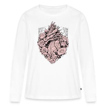 Drache im Schild - Frauen Premium Bio Langarmshirt - Weiß - Vorne - Julia (174cm)