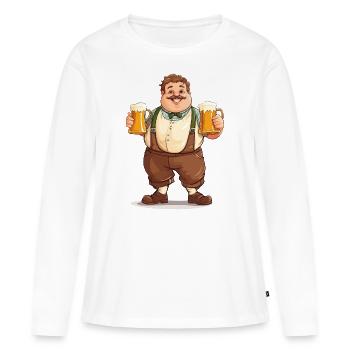Chope à bière Chope de masse Cheers Booze Lederhosen - T-shirt manches longues Premium bio Femme - blanc - Devant - Julia (174cm)