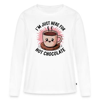 Cacao Dicton Chocolat Chaud Fun Cacao Cadeau - T-shirt manches longues Premium bio Femme - blanc - Devant - Julia (174cm)