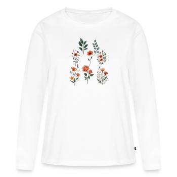 Assortiment d’ensembles botaniques floraux - T-shirt manches longues Premium bio Femme - blanc - Devant - Julia (174cm)