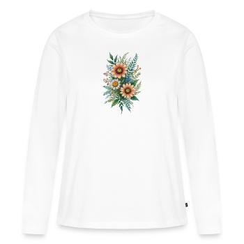Lebendige Blumenstraußharmonie - Frauen Premium Bio Langarmshirt - Weiß - Vorne - Julia (174cm)