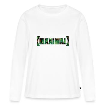 Frischer MAXIMAL Schriftzug - Frauen Premium Bio Langarmshirt - Weiß - Vorne - Julia (174cm)