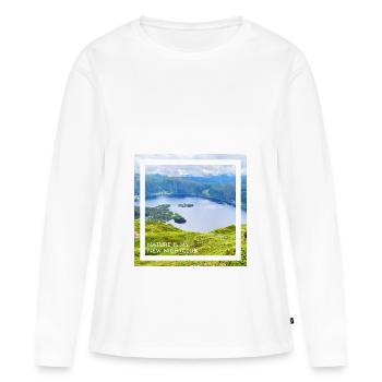 La nature est ma nouvelle boîte de nuit. La nature est à moi. - T-shirt manches longues Premium bio Femme - blanc - Devant - Julia (174cm)