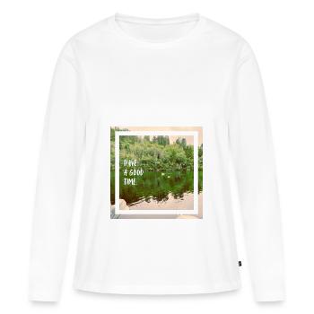 Amusez-vous bien. La nature est ma nouvelle boîte de nuit. - T-shirt manches longues Premium bio Femme - blanc - Devant - Julia (174cm)