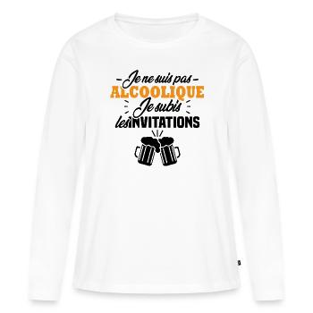 Je ne suis pas alcoolique je subis les invitations - T-shirt manches longues Premium bio Femme - blanc - Devant - Julia (174cm)