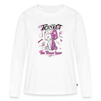 Chat, Parfait Et Fou, Graffiti - T-shirt manches longues Premium bio Femme - blanc - Devant - Julia (174cm)