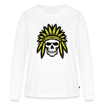 Crâne de chef indien apache - T-shirt manches longues Premium bio Femme - blanc - Devant - Julia (174cm)