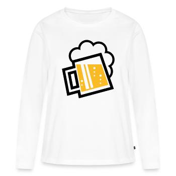 Chope à bière bavaroise (bière / chope à bière / L / \ / 2C) - T-shirt manches longues Premium bio Femme - blanc - Devant - Julia (174cm)