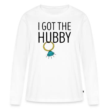 I Got The Hubby Diamant Ring Braut JGA - Frauen Premium Bio Langarmshirt - Weiß - Vorne - Julia (174cm)