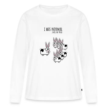 J'étais normale jusqu'au troisième lapin - T-shirt manches longues Premium bio Femme - blanc - Devant - Julia (174cm)