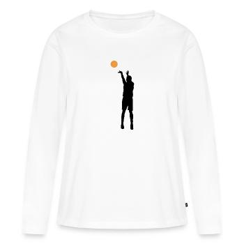 Cadeau silhouette silhouette lancer - T-shirt manches longues Premium bio Femme - blanc - Devant - Julia (174cm)